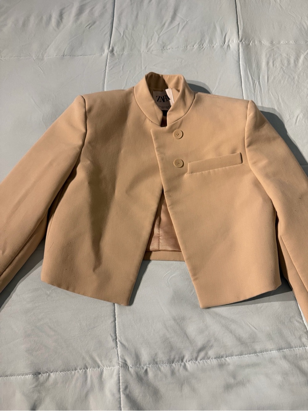 Zara Beige Cropped Blazer Jacket
